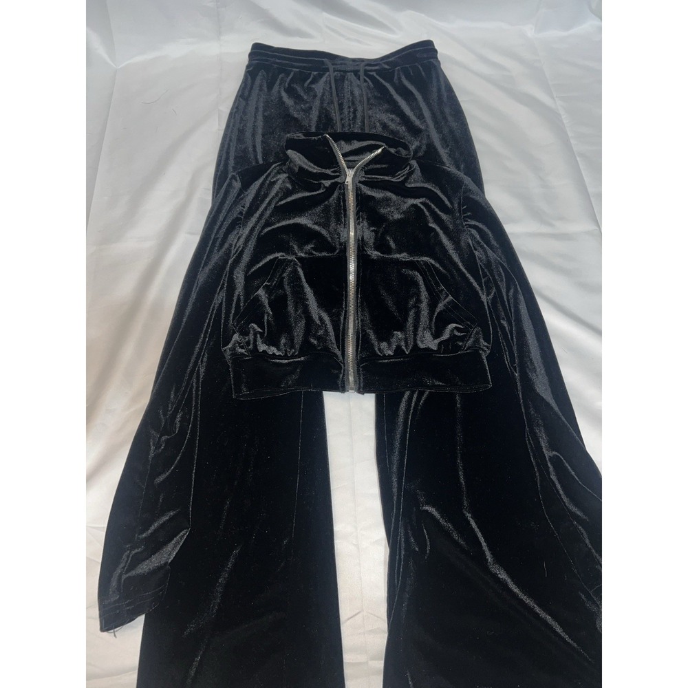 Shein Black Velvet Flare Pant Jump Suit Size 6 Medium Women's No Stains